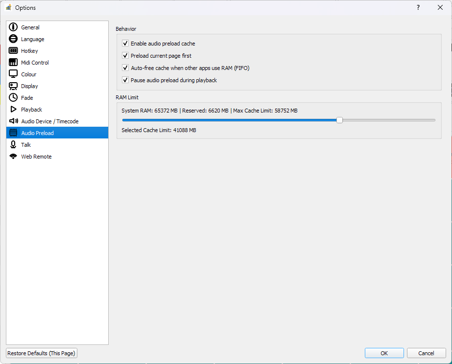 Audio Preload Settings