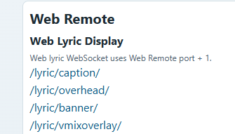 Web Remote Lyric Links