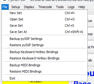 Python SSP file menu