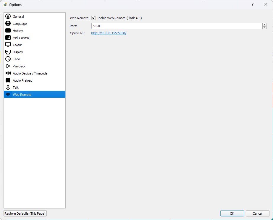 Python SSP web remote settings