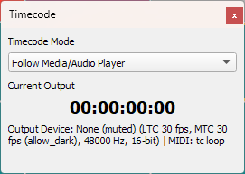 Python SSP timecode output panel